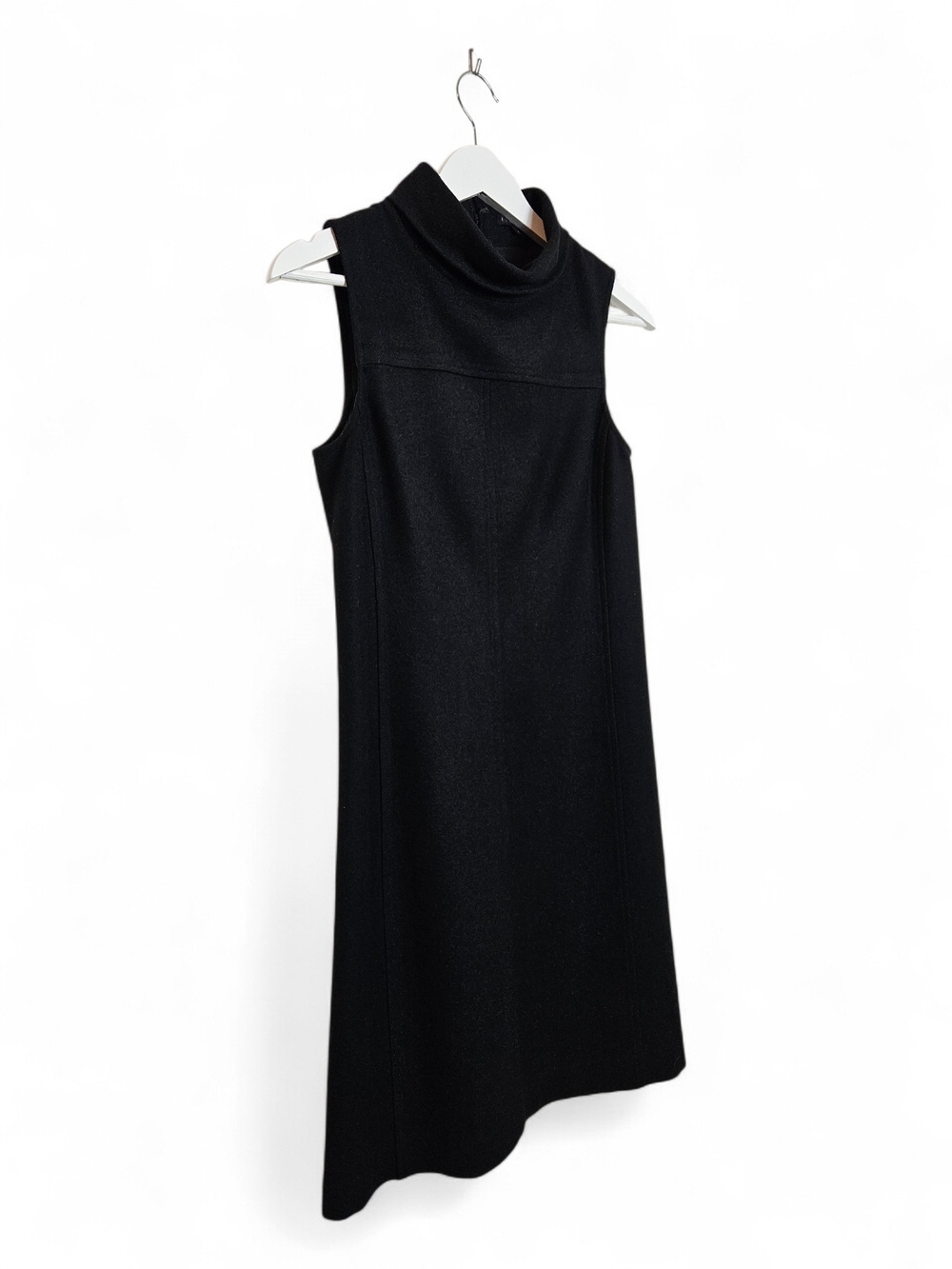 Theory Black Wool Blend Mock Neck Shift Dress Sleeveless Size 2 LBD